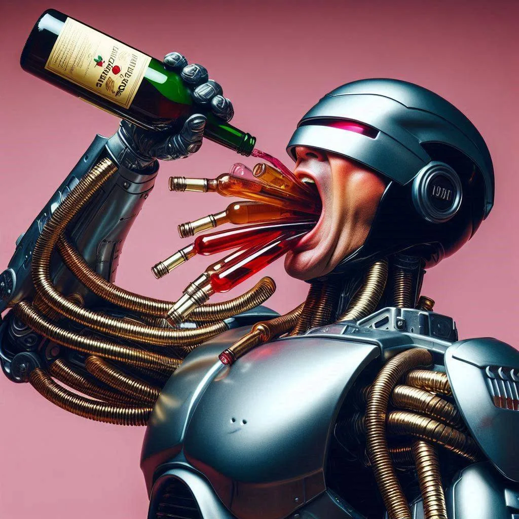 ROBOTIC THROAT CHUGGING BOTTLES OF REGRET