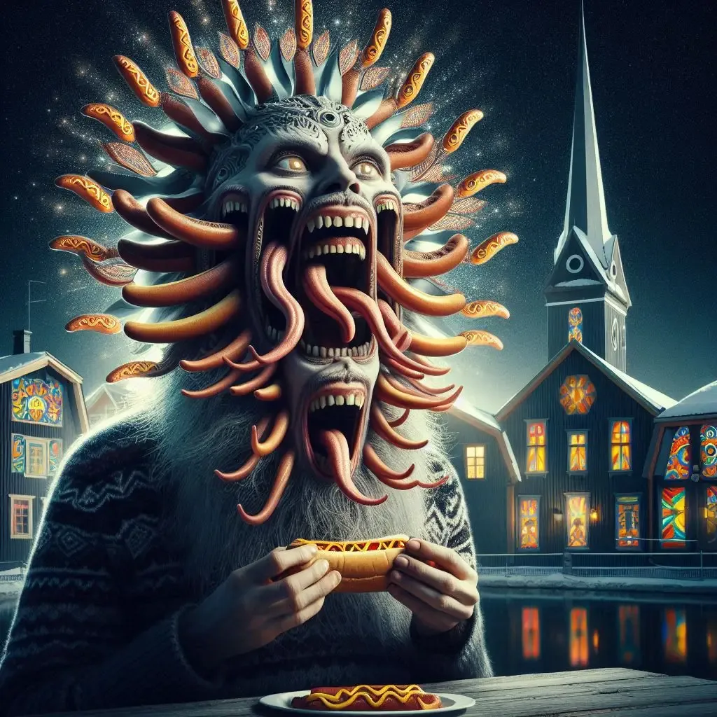 MONSTER MUNCHING ON WORMY HOT DOGS
