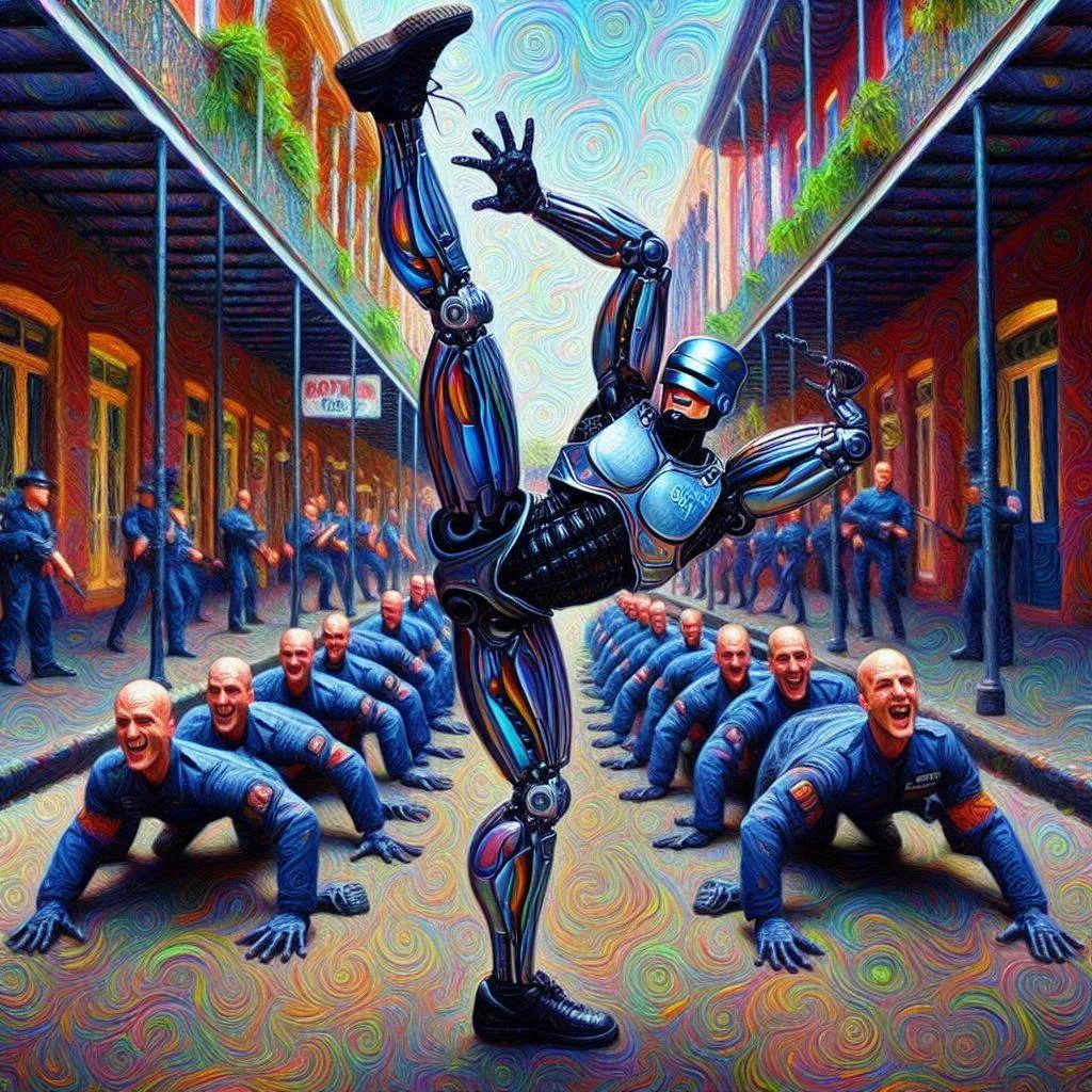 ROBOT DANCING ON HUMAN BACKS LIKE A BOSS