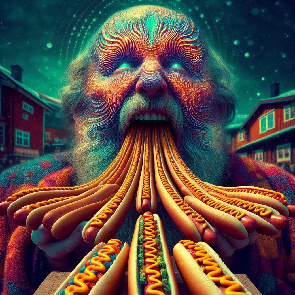 OLD MAN VOMITING HOT DOGS LIKE A FOUNTAIN