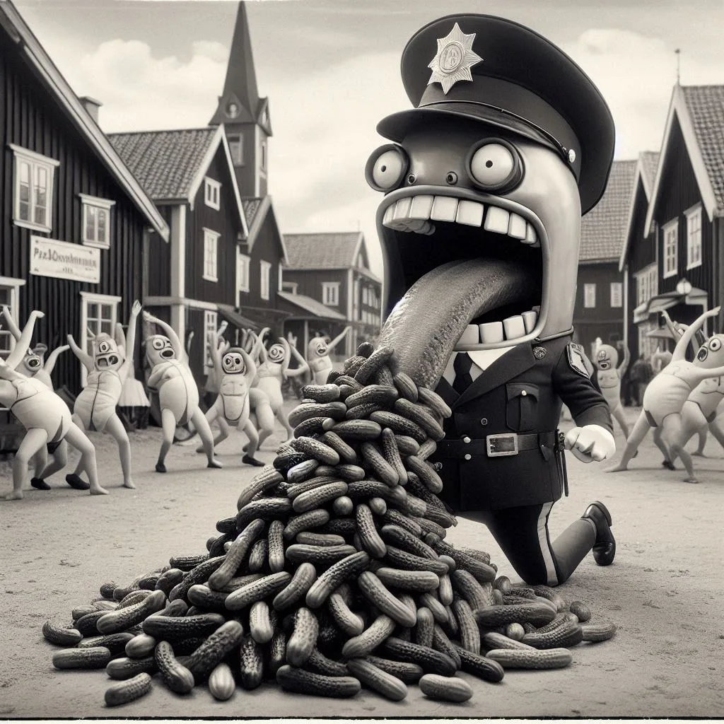 POLICE OFFICER VOMITING PICKLES ON DANCING NUDES