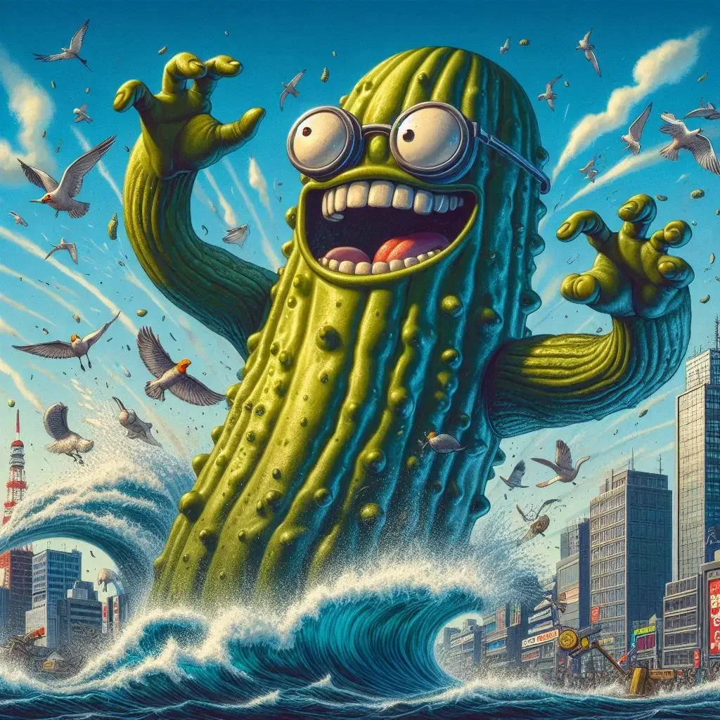 PICKLE MONSTER SLAPPING CITIES WITH SALTY WAVES