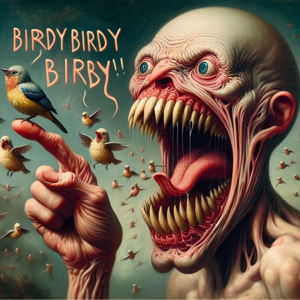 MONSTER MOUTH EATING BIRDS FOR BREAKFAST