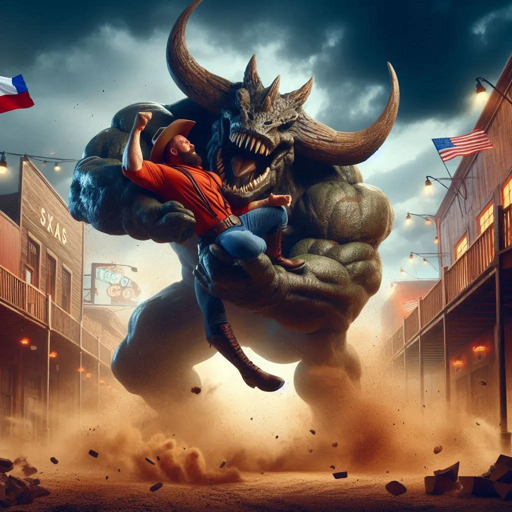 COWBOY GETTING HIS ASS KICKED BY A MONSTER