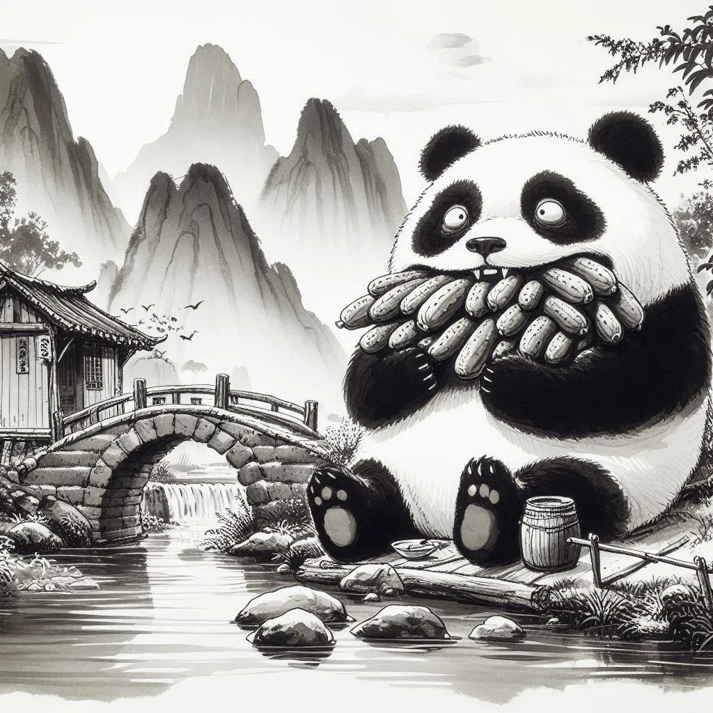 PANDA CHOKING ON CUCUMBER DICK PILES