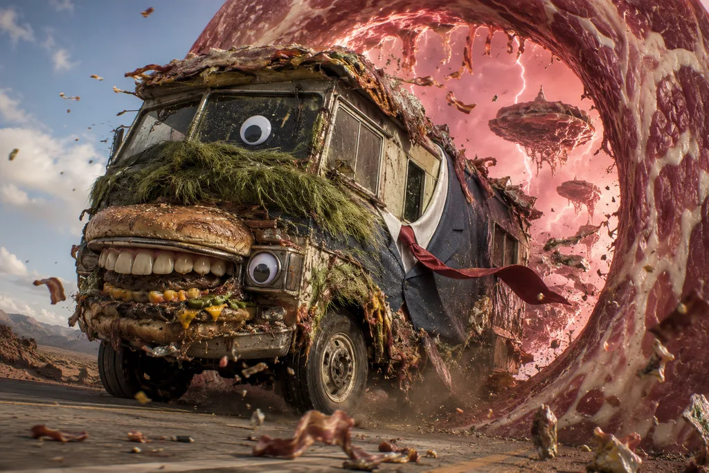 BURGER VAN SPITTING OUT MEATY APOCALYPSE