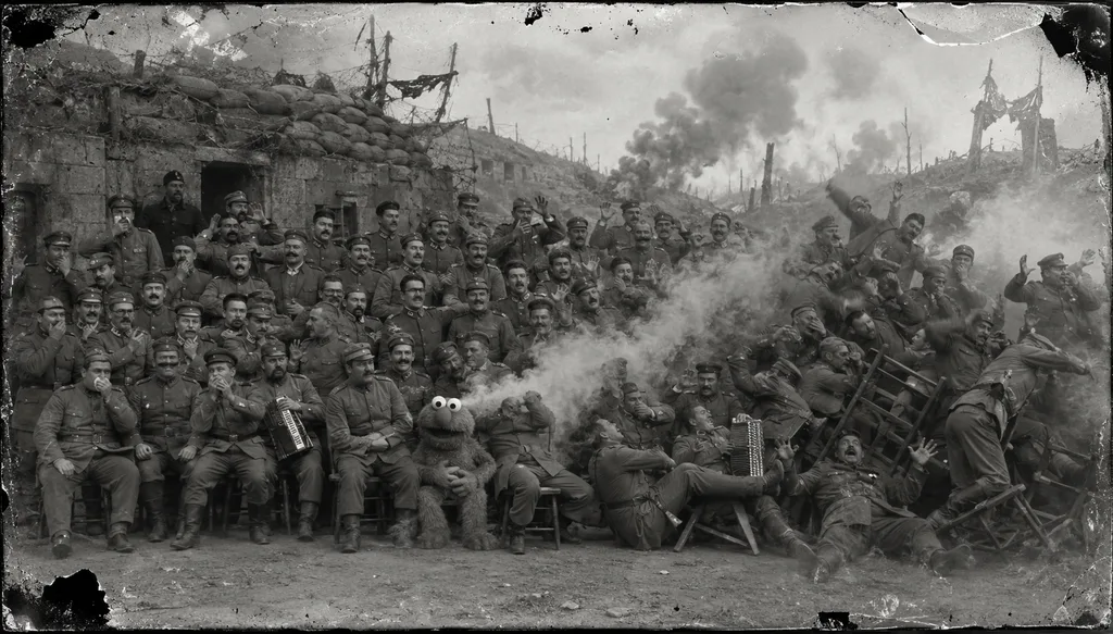 SOLDIERS CHOKING ON SMOKE AND LAUGHTER