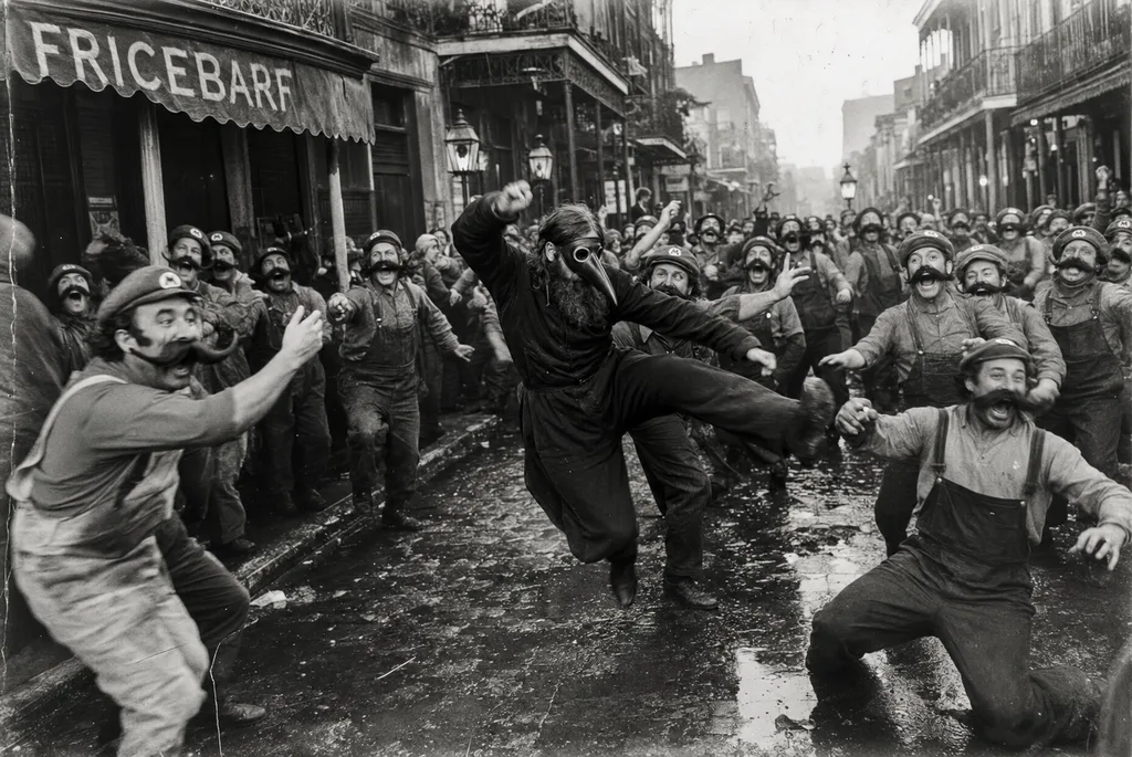 MUSTACHES MARCHING IN A SNOT-FILLED PARADE