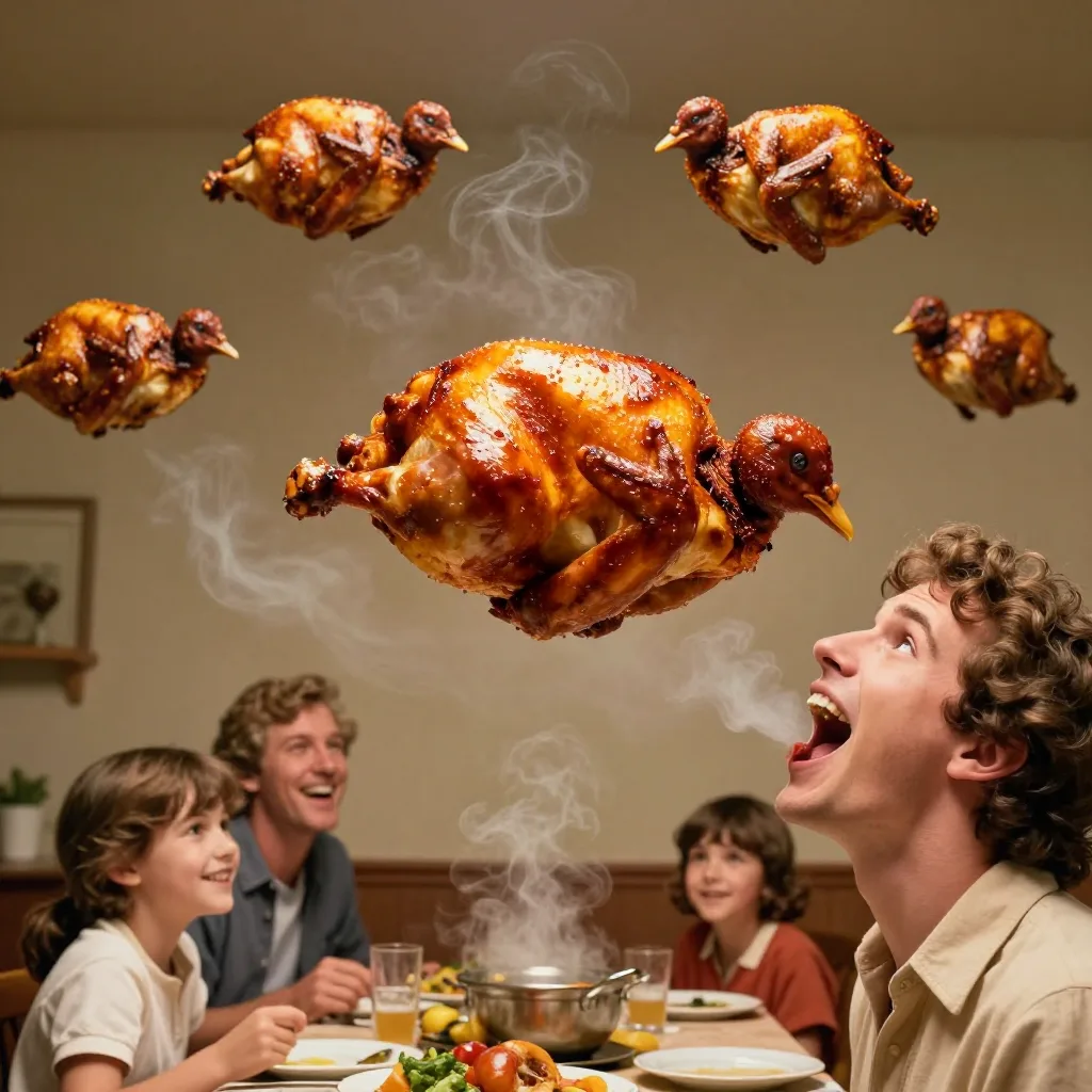 CHICKENS FLYING INTO MOUTHS LIKE DINNER BOMBS