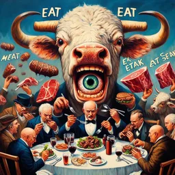 COWS SCREAMING FOR MEAT IN A DINNER NIGHTMARE