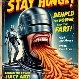 ROBOT GOBBLING WORMY PASTA LIKE A GLUTTONOUS BEAST