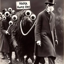 MONSTERS MARCHING WITH EYES ON STICKS