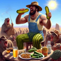 MAN EATING CUCUMBERS LIKE A BEASTLY KING