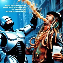 ROBOCOP SPITTING GUTS ON A WORM GOD