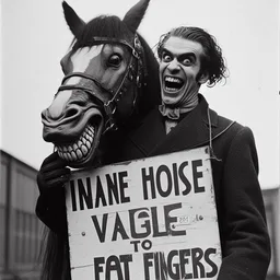 CLOWN HORSE MASTURBATING ON HUMANITY'S STUPIDITY
