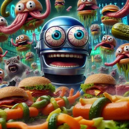ROBOTS EATING GROSS ASS BURGERS IN HELL