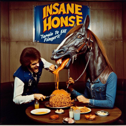 HORSE HEADS SLURPING SPAGHETTI LIKE SICK CARNIVORS
