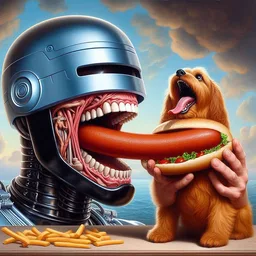 ROBOTIC MOUTH FEEDING DOG A MEATY DICK