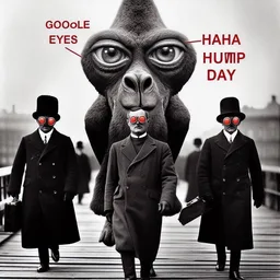 GORILLA EYES SCREAMING AT DRESSED-UP ZOMBIES