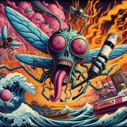 FLYING SKULLS SPITTING FIRE AND CHAOS