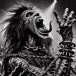 MONSTER SCREAMING WITH A THROAT FULL OF CHAINS