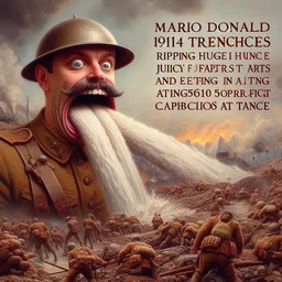SOLDIER VOMITING FURY INTO THE TRENCHES