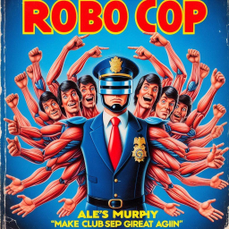 ROBOCOP'S ARMS RIPPING THROUGH THE FUTURE'S FLESH