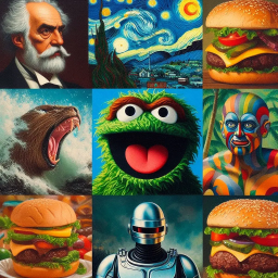 HAMBURGERS BANGING IN A COLORFUL CARNIVAL