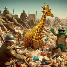GIRAFFE SHITTING GOLD IN A TRASH WARZONE