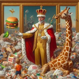 KING OF TRASH SERVING BURGER ON A PLATE OF FILTH