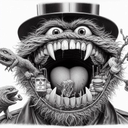MONSTER GOBBLING GROSSNESS WITH A TOP HAT