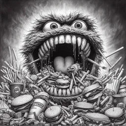 MONSTER GORGING ON GARBAGE LIKE A GLUTTONOUS BEAST