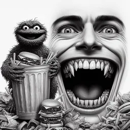 MONSTER MUNCHING ON GARBAGE AND HUMAN SOULS