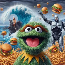 MONSTERS SHOVELING BURGERS INTO THE VOID