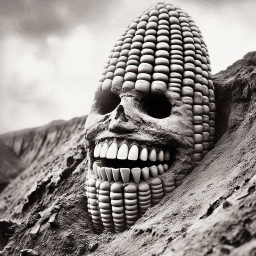 SKULLS SHOVELING STONE TEETH INTO THE VOID