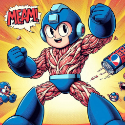 MEATY ROBOT FLEXING MUSCLE FLESH