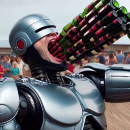 ROBOT VOMITING BOTTLES LIKE A DRUNKEN GOD