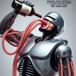 ROBOCOP CHUGGING WINE LIKE A MEAT MACHINE