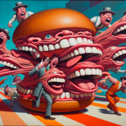 HAMBURGER VOMITING FACES AND FLESHY TONGUES