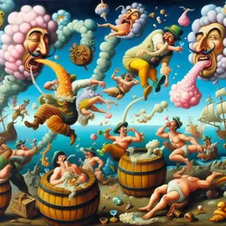 DRUNKEN MEN PUKING CLOUDS OF CANDY FLUFF