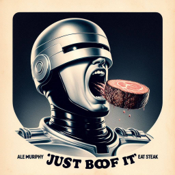 ROBOT CHOWING ON MEAT LIKE A GLUTTONOUS BEAST