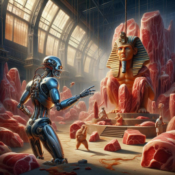 ROBOT HANDS GRASPING MEATY FLESH OF TIME