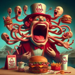 HUNGRY MONSTER DEVOURING HUMAN SOULS