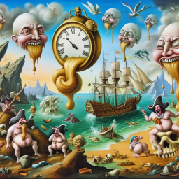 CLOCKS DRIPPING TEARS ON FAT PIRATES' FACES