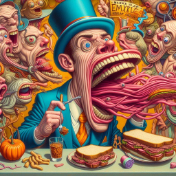 MAN EATING HIS OWN NIGHTMARES FOR LUNCH