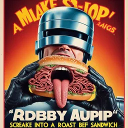 ROBOT MOUTH EATING MEAT LIKE A SICK PIG