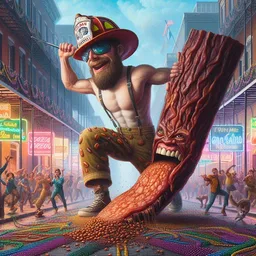 FIREMAN FISTING A TREE'S GUTS ON PARADE