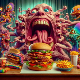 MONSTERS FEEDING ON A BURGER'S SOUL