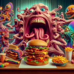 MONSTERS FEEDING ON A BURGER'S SOUL