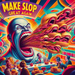 HUMAN MOUTH VOMITING BURGERS AND SCREAMS